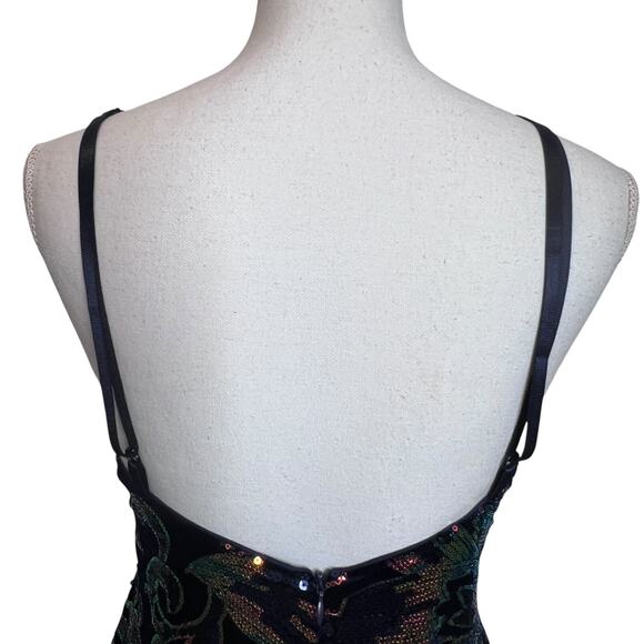 Chicme Sequin Midi Dress Blue M All Over Sequin Open Back Side Slit Bling Party - Picture 6 of 16